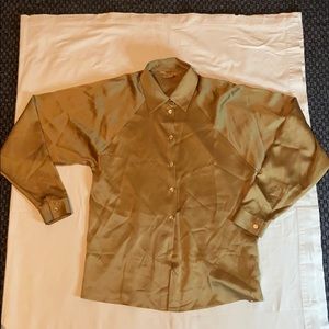 michael Kors tan silk button down blouse